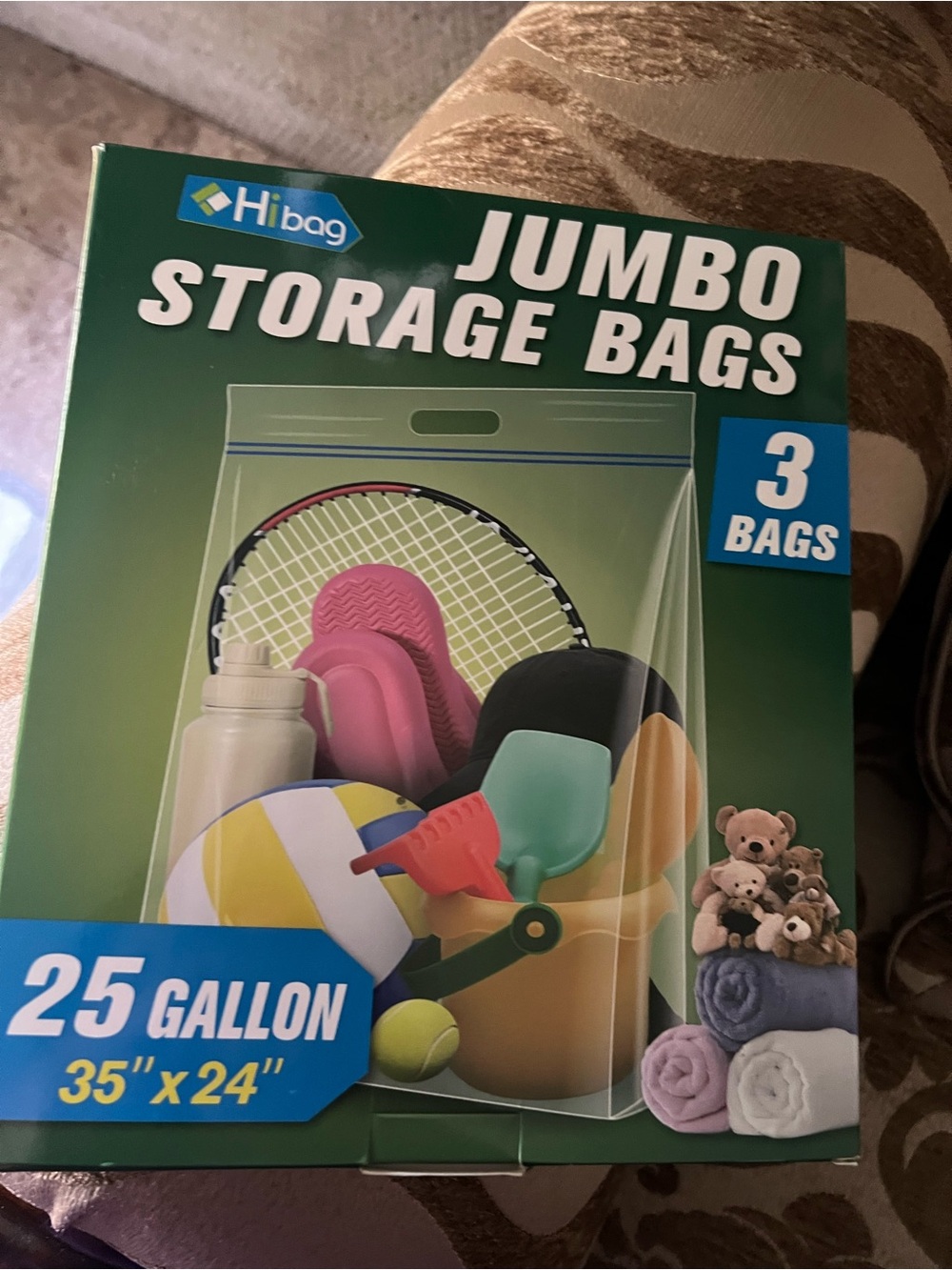 Jumbo 25-Gallon Storage Bags (Green) - 3 Pack
